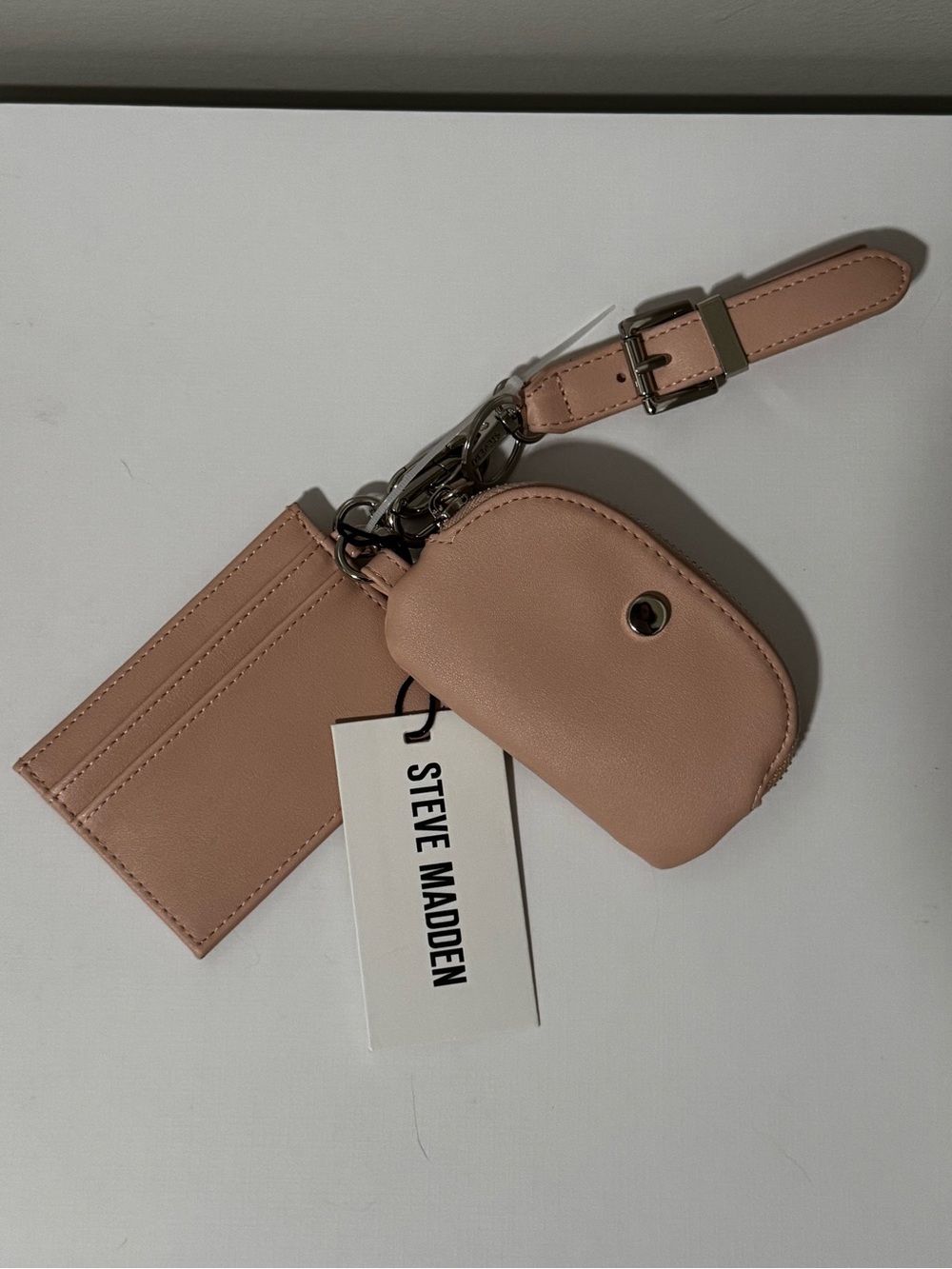 Steve Madden Nude Pink Keychain Card Holder and Mini Pouch